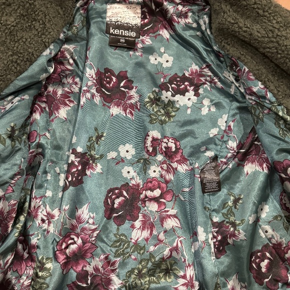 Kensie Faux Shearling Moto Teddy Jacket Sage Forest Green Sz Med Snap Closure - Picture 8 of 11